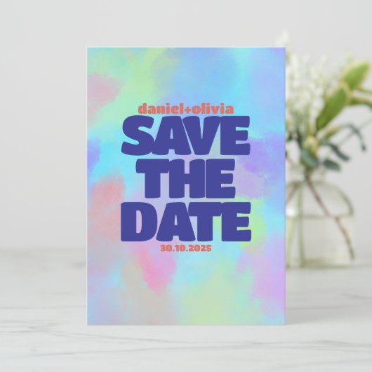 Tief Lila Soft Wedding Save The Date (Stehend Vorderseite)