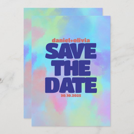 Tief Lila Soft Wedding Save The Date (Vorne/Hinten)