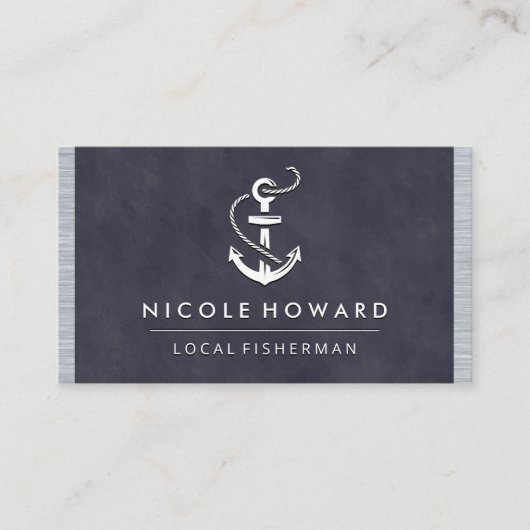 Tief Lila Textur Metal Trial | Ankersymbol Visitenkarte (Vorderseite)