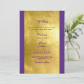 Tief Lila und goldene indische Hochzeitseinladung Einladung (Stehend Vorderseite)