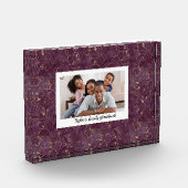 Tief Lila und Personalisierte Familie GOld Florals Fotoblock (Links)