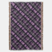 Tief Lila und schwarz Diagonal Kariert Decke (Vorderseite Vertikal)