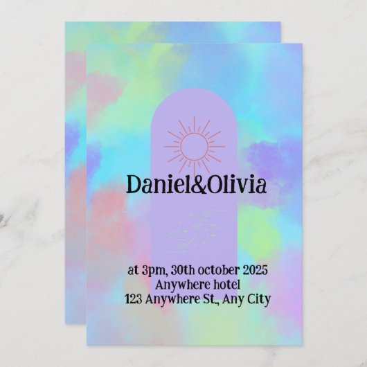 Tief Lila weiche Schicht Einladung (Vorne/Hinten)