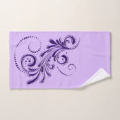 Tief lila weißer Swirl und Lavendeluntergrund Badhandtuch Set (Handtuch)