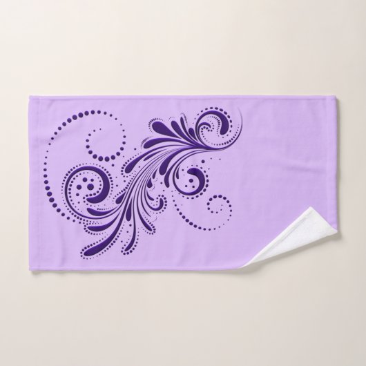 Tief lila weißer Swirl und Lavendeluntergrund Badhandtuch Set (Handtuch)