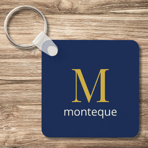 Tief marine Luxus-Einzelanfertigung mit Monogramm- Schlüsselanhänger