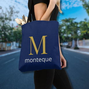 Tief marine Luxus individuell Gold Monogramm Gesch Tasche