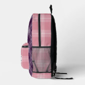 Tief Pflaume und weich rosa Kariert personalisiert Bedruckter Rucksack (Rechts)