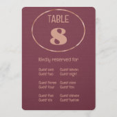Tief pflaumenfarbene Rose Gold Tischnummer und Pla (Rückseite)