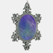 Tief-Regenbogenfarbener Himmel Hintergrund Schneeflocken Zinn-Ornament (Links)