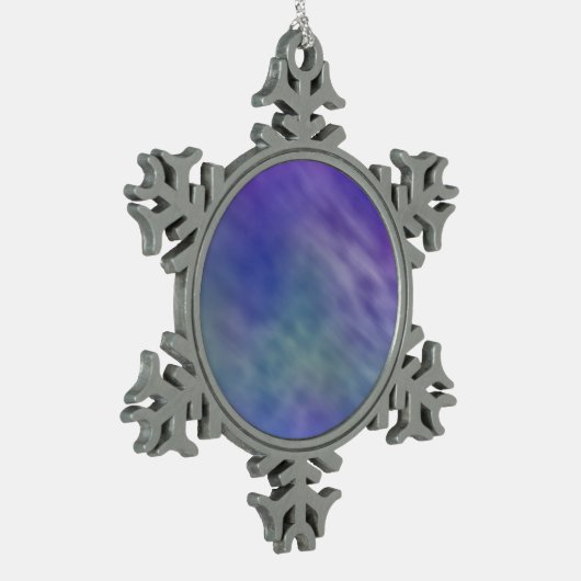 Tief-Regenbogenfarbener Himmel Hintergrund Schneeflocken Zinn-Ornament (Links)