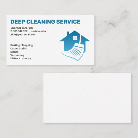 Tief reinigen | Zuhause-Reinigung Visitenkarte (Vorne/Hinten)