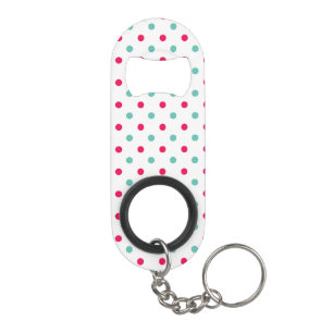 Tief rosa, Aqua, weißer Polka gepunktet Mini Flaschenöffner