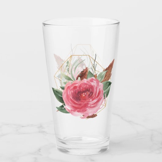 Tief rosa Aquarell Rose Tumbler (Vorderseite)