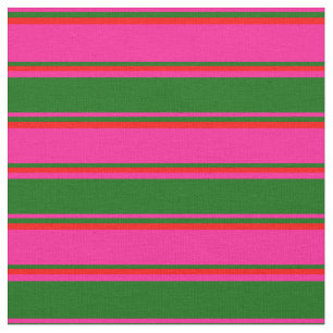 Tief rosa, dunkelgrüne und rote Linien Stoff