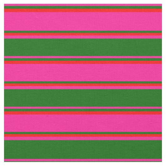 Tief rosa, dunkelgrüne und rote Linien Stoff (Nahaufnahme)