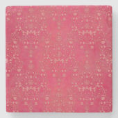 Tief rosa Extravagantes Floral Damask Muster Steinuntersetzer (Vorderseite)
