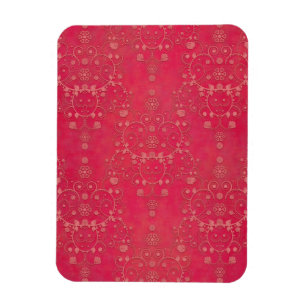 Tief rosa, florales Damaskusmuster Magnet