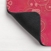 Tief rosa, florales Damaskusmuster Mousepad (Ecke)