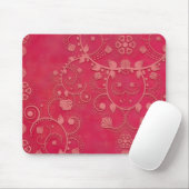 Tief rosa, florales Damaskusmuster Mousepad (Mit Mouse)