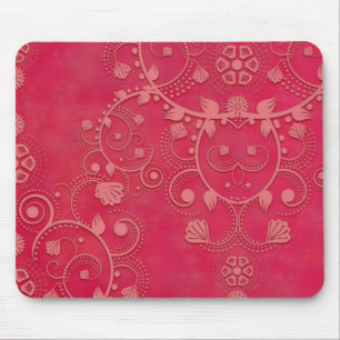 Tief rosa, florales Damaskusmuster Mousepad