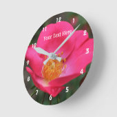 Tief rosa Rose in blühender Blume Runde Wanduhr (Winkel)