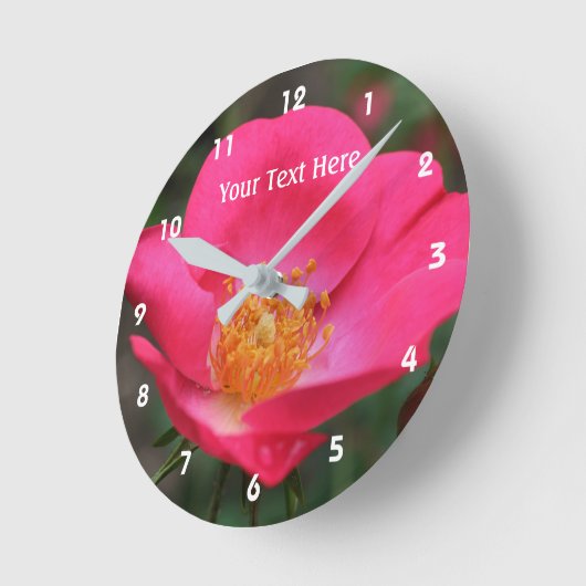 Tief rosa Rose in blühender Blume Runde Wanduhr (Winkel)