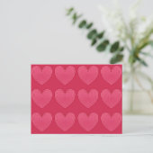 Tief Rose Rosa Satinherzen Postkarte (Stehend Vorderseite)
