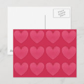 Tief Rose Rosa Satinherzen Postkarte (Vorne/Hinten)