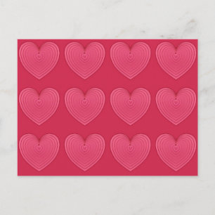 Tief Rose Rosa Satinherzen Postkarte