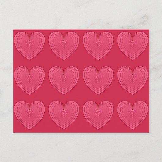 Tief Rose Rosa Satinherzen Postkarte (Vorderseite)
