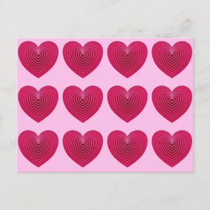 Tief Rose rote Herzen auf einem hellrosa Hintergru Postkarte