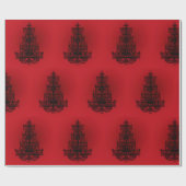 Tief rot mit schwarzen Kronleuchtern Geschenkpapier (Flach)