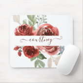 Tief rote Aquarellblumen personalisiert Mousepad (Mit Mouse)