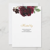 Tief rote Blume und goldene Winterbridale Einladung (Rückseite)