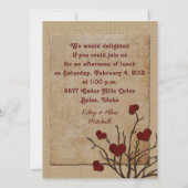 Tief rote Liebe Valentine Hearts Obstbaum Einladung (Rückseite)