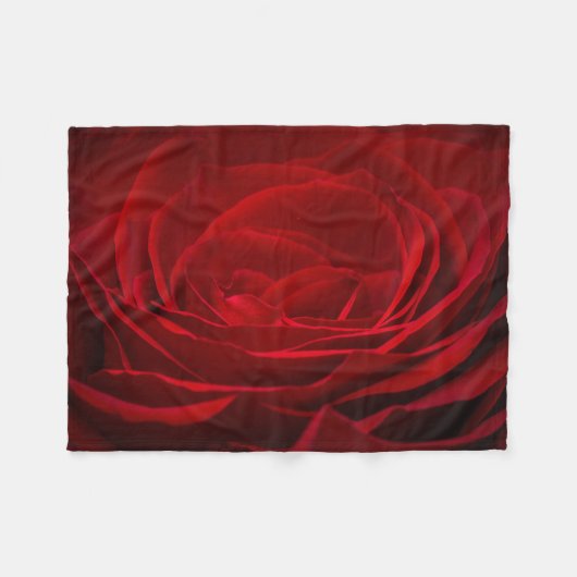 Tief rote Rose auf schwarz Fleecedecke (Vorderseite (Horizontal))