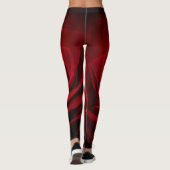 Tief rote Rose auf schwarz Leggings (Rückseite)