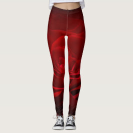 Tief rote Rose auf schwarz Leggings