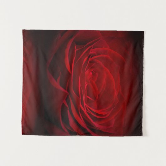 Tief rote Rose auf schwarz Wandteppich (Vorderseite (Horizontal))