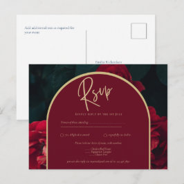 Tief Rote Rosen Forest Green Winter Wedding UAWG Postkarte