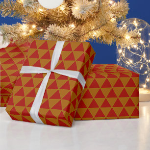 Tief rote und goldene Dreiecke der Freude Geschenkpapier