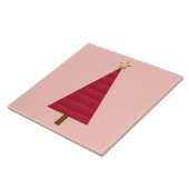 Tief roter Damast, moderner Weihnachtsbaum Fliese (Seite)