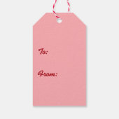 Tief roter Damast, moderner Weihnachtsbaum Geschenkanhänger (Rückseite)