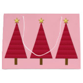 Tief roter Damast, moderner Weihnachtsbaum Große Geschenktüte (Vorderseite)