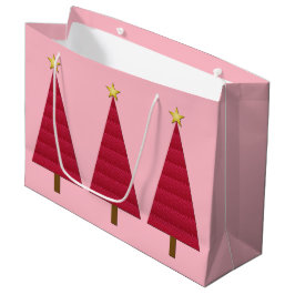 Tief roter Damast, moderner Weihnachtsbaum Große Geschenktüte