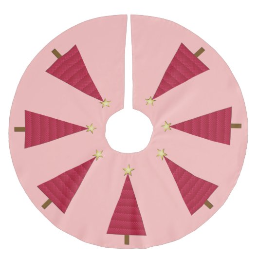 Tief roter Damast, moderner Weihnachtsbaum Polyester Weihnachtsbaumdecke (Vorderseite)