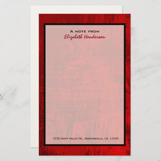 Tief roter rustikaler Textur Abstrakter Hintergrun Briefpapier (Vorne/Hinten)