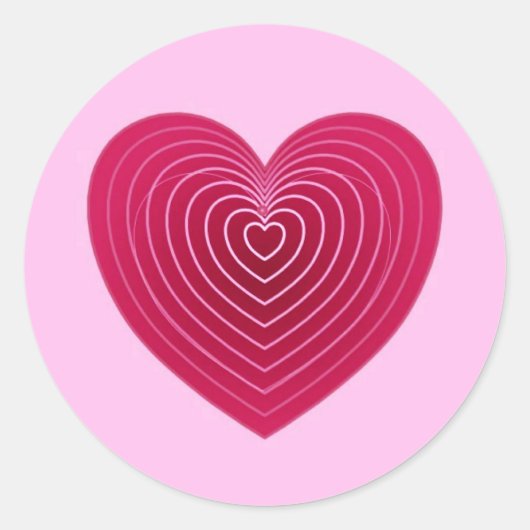 Tief rotes Herz auf blassrosa Rose Runder Aufkleber (Vorderseite)