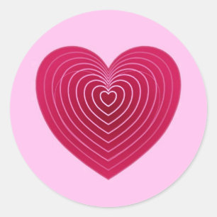 Tief rotes Herz auf blassrosa Rose Runder Aufkleber